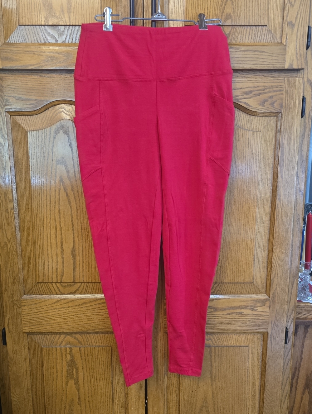 Women's High-Waist Red Ponte Leggings